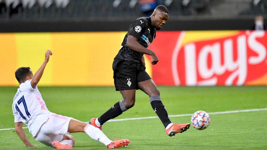 Borussias Thuram (r.) traf im Hinspiel doppelt gegen Real Madrid.