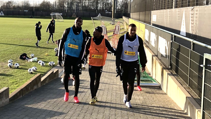Marcus Thuram, Ibrahima Traoré und Alassane Plea mussten am Dienstag ohne Breel Embolo und Denis Zakaria im Training am Borussia-Park auskommen.
