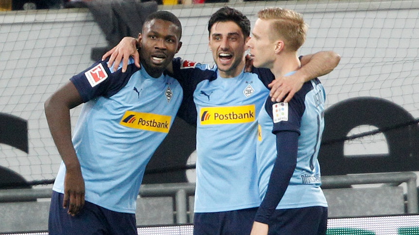 Marcus Thuram und Lars Stindl vollendeten die sehenswerte Kombination zum zwischenzeitlichen 2:1 in Düsseldorf.