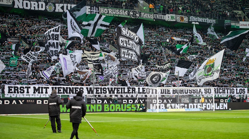 Allein im Unterrang der Nordkurve des Borussia-Parks haben 14.000 Gladbach-Fans Platz. Dieser Bereich ist immer ausverkauft.