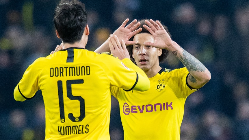 BVB-Kapitän Mats Hummels freute sich über den Sieg gegen Gladbach, war mit dem Zustandekommen des Tors zum 2:1 aber nicht ganz einverstanden.
