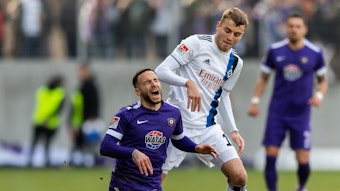 Die Leihe von Jordan Beyer (r.) zum Hamburger SV hat sich ausgezahlt. Ex-Gladbach-Coach Dieter Hecking setzt auf den Abwehrspieler.