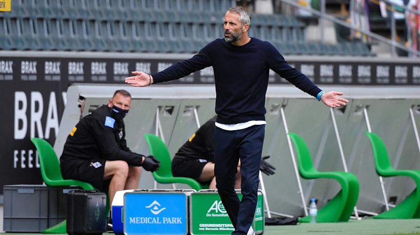 Marco Rose, Trainer von Borussia Mönchengladbach, ärgerte sich über die Elfmteter-Entscheidung von Sören Storks.