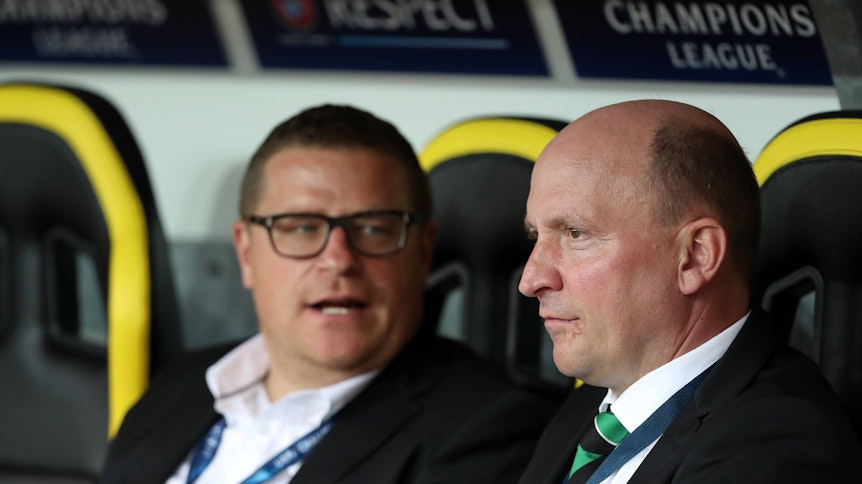 Finanzielle Ungewissheit trotz Champions League: Stephan Schippers (rechts) und Max Eberl müssen mit Borussia Mönchengladbach in der Corona-Krise sparen.