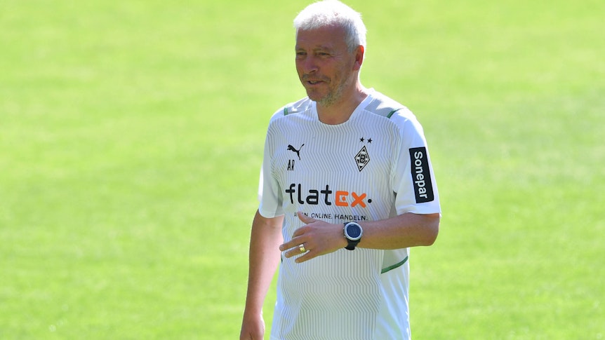 Armin Reutershahn, hier am 3. Juli 2021 beim Trainingsauftakt von Borussia Mönchengladbach im Borussia-Park.