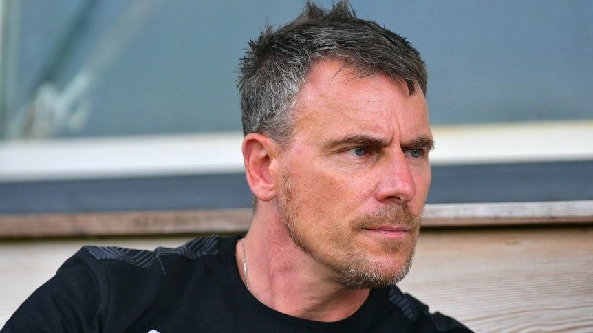 Steffen Korell, Leiter von Borussia Möchengladbachs Scoutingabteilung, im Trainingslager der Fohlen in Harsewinkel-Marienfeld im August 2020.