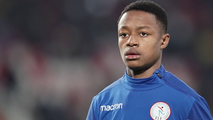 Yvandro Borges Sanches, Top-Talent von Borussia Mönchengladbach, vor dem Länderspiel mit Luxemburg gegen Irland am 14. November 2021 im „Stade de Luxembourg“.