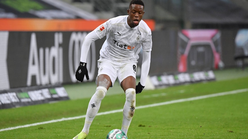 Mittelfeldspieler Denis Zakaria beim 1:0- Sieg der Borussia gegen Bremen am 19.Januar 2021.