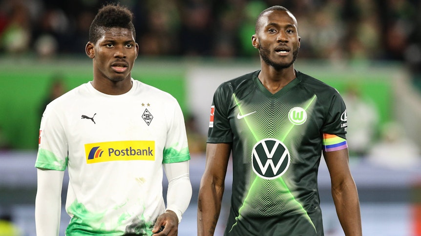 Gladbach-Stürmer Breel Embolo (l.) wird von Wolfsburgs Josuha Guilavogui (r.) beim letzten Bundesliga-Duell zwischen beiden Teams in der Autostadt bewacht. Am Ende setzten sich die Gastgeber am 15. Dezember 2019 mit 2:1 durch.