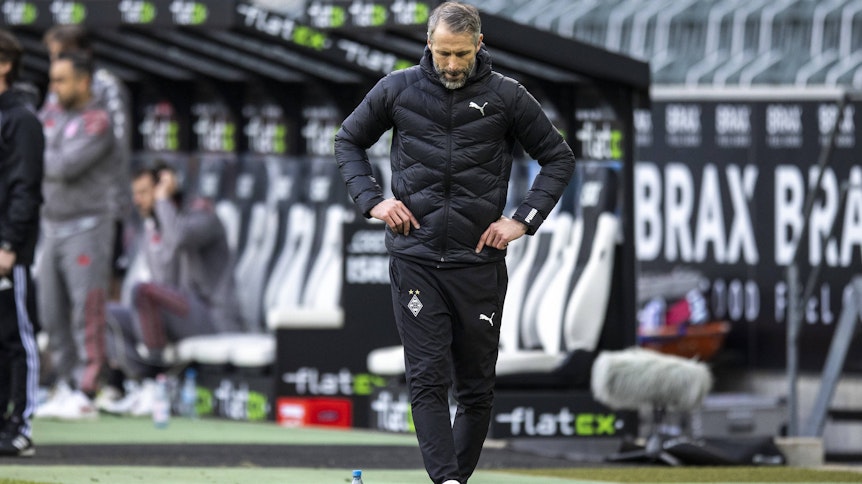 Gladbach-Trainer Marco Rose erlebte im Bundesliga-Duell seiner Mannschaft mit Mainz eine 1:2-Niederlage am 20. Februar 2021 im Borussia-Park.