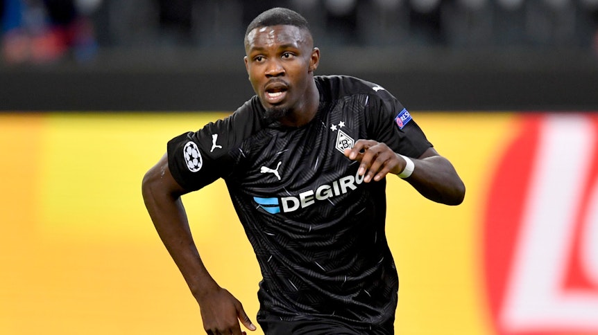 Stürmer Marcus Thuram, hier am 27. Oktober 2020 zu sehen, bejubelt ein Tor beim Champions-League-Spiel gegen Real Madrid.