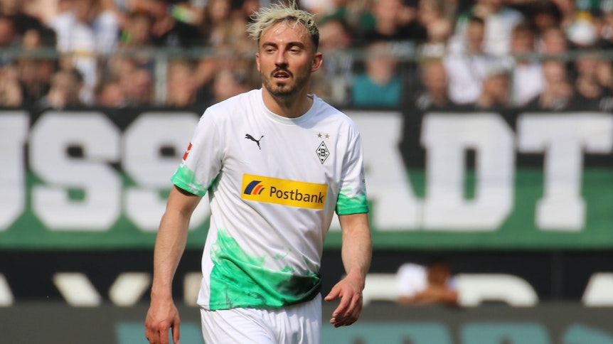 Stürmer Josip Drmic, auf diesem Foto am 18. Mai 2019 im Spiel der Gladbacher Borussia gegen Dortmund zu sehen, spielt nun für HNK Rijeka (Kroatien). Drmic blickt auf das Spielfeld.