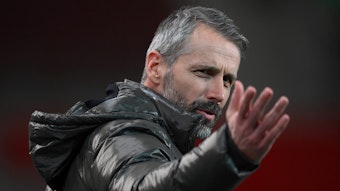 Borussia-Trainer Marco Rose beim DFB-Pokal-Spiel in Stuttgart am 3. Februar 2020 in der Mercedes-Benz-Arena.