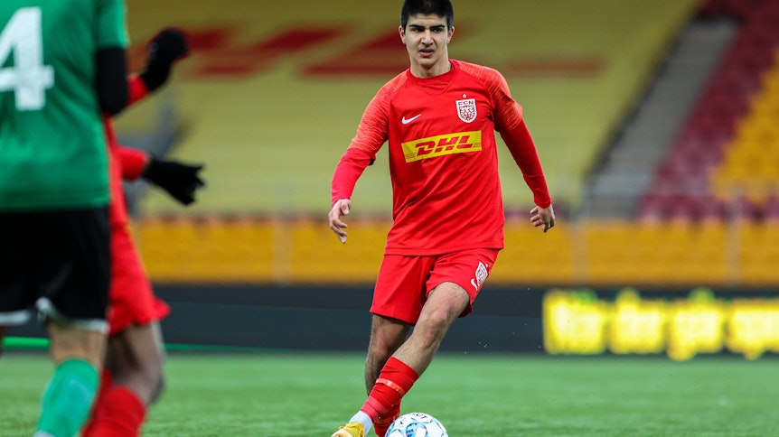 Zidan Sertdemir bei einem Spiel zwischen dem FC Nordsjaelland und Naestved BK am 28. Januar 2021.