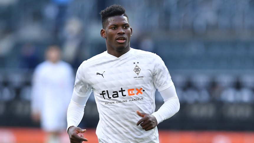 Gladbach-Stürmer Breel Embolo, hier zu sehen beim Bundesliga-Duell der Borussia am 6. März 2021 gegen Bayer Leverkusen.