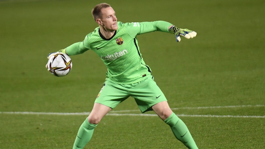 Der gebürtige Gladbacher Marc-André ter Stegen, hier zu sehen am 3. März 2021, im Trikot des FC Barcelona.