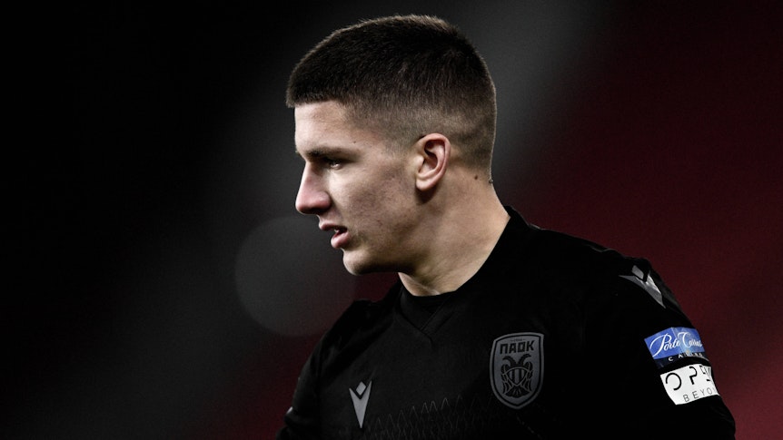 Christos Tzolis, hier bei einem Spiel zwischen Olympiakos Piräus und PAOK am 27.01.2021, soll das Interesse der Gladbacher auf sich gezogen haben.