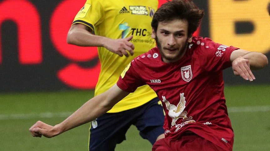 Khvicha Kvaratskhelia, hier bei einem Spiel von Rubin Kazan gegen FK Rostov am 16. Juli 2020.