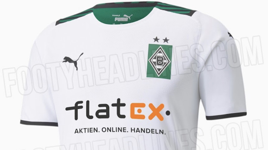 Sieht so das neue Gladbach-Trikot aus? Das Online-Portal www.footyheadlines.com hat am 7. Mai 2021 diese Aufnahmen veröffentlicht.