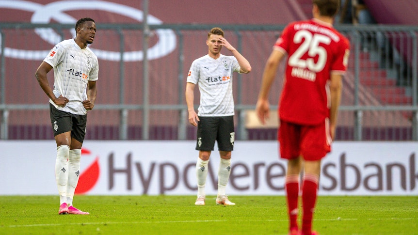 Gladbach unterliegt im Bundesligaspiel gegen Bayern München 0:6 am 8. Mai 2021.