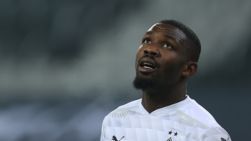 Gladbach-Stürmer Marcus Thuram, auf diesem Bild am 28. November 2020 zu sehen, soll angeblich in Transferverhandlungen mit Tottenham Hotspur stehen.