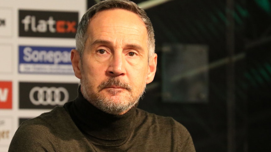 03.02.2022, Mönchengladbach, GER, Fussball, Herren, BL, Saison 2021/2022, Borussia Moenchengladbach Pressekonferenz BL Arminia Bielefeld vs. Bor. Mönchengladbach Trainer Adi Hütter / Huetter (Gladbach)