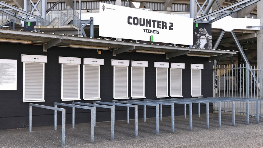 Der Ticketcounter von Borussia Mönchengladbach im Borussia Park. Hier ein Bild aus der Saison 2019/2020.