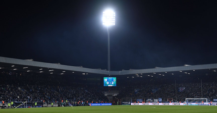 Das Ruhrstadion in Bochum am 18. März 2022 beim Bundesliga-Duell zwischen dem VfL Bochum und Borussia Mönchengladbach.