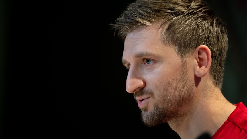 Marko Marin, ehemaliger DFB-Nationalspieler und Profi von Borussia Mönchengladbach, steht nun in Budapest unter Vertrag. Auf diesem Foto ist er am 17. September 2019 in München zu sehen. Marin spricht bei einer Pressekonferenz.