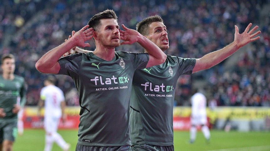 Nationalspieler Jonas Hofmann, hier beim Torjubel in Müngersdorf, zählte zu den wenigen Gladbach-Profis, die bei der Derby-Pleite im Hinspiel (27. November 2021) gegen den 1. FC Köln ihr Leistungsvermögen abrufen konnten.