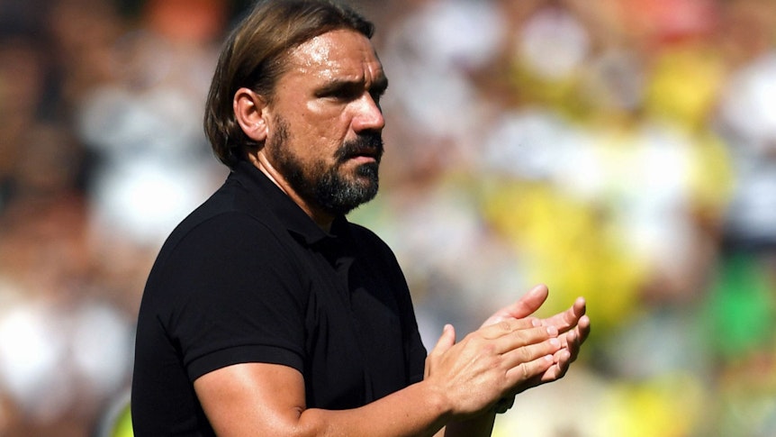 Fußball: Premier League, England, Norwich City - FC Chelsea, 3. Spieltag, im Carrow Road Stadion. Norwich City Trainer Daniel Farke . +++ dpa-Bildfunk +++