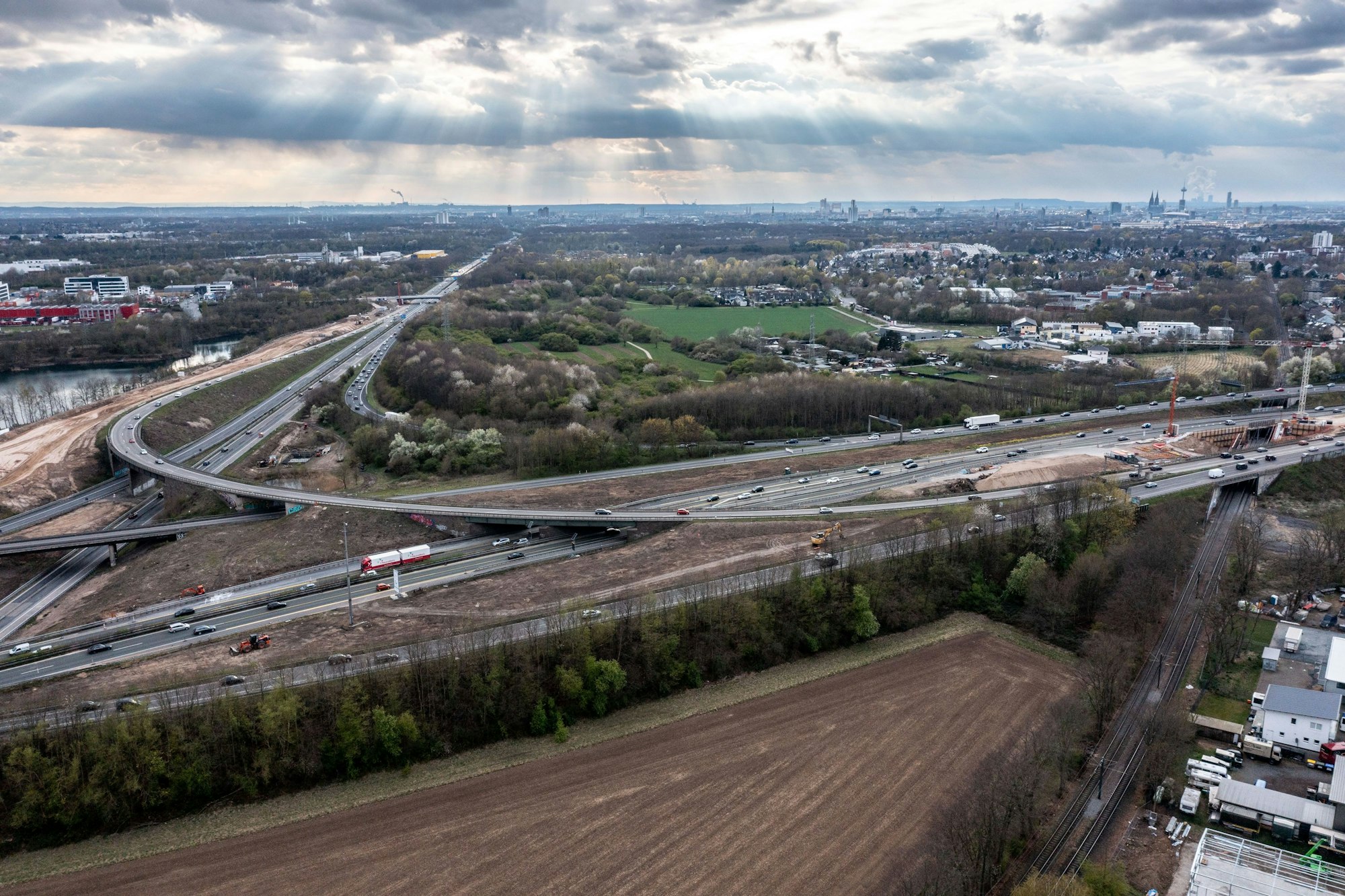 Luftaufnahme des Heumarer Dreiecks in Köln.