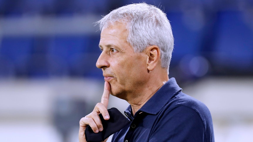 Lucien Favre, hier am 14. September 2020 beim DFB-Pokal-Spiel zwischen Borussia Dortmund und dem MSV Duisburg, soll vor der Rückkehr zu OGC Nizza stehen.