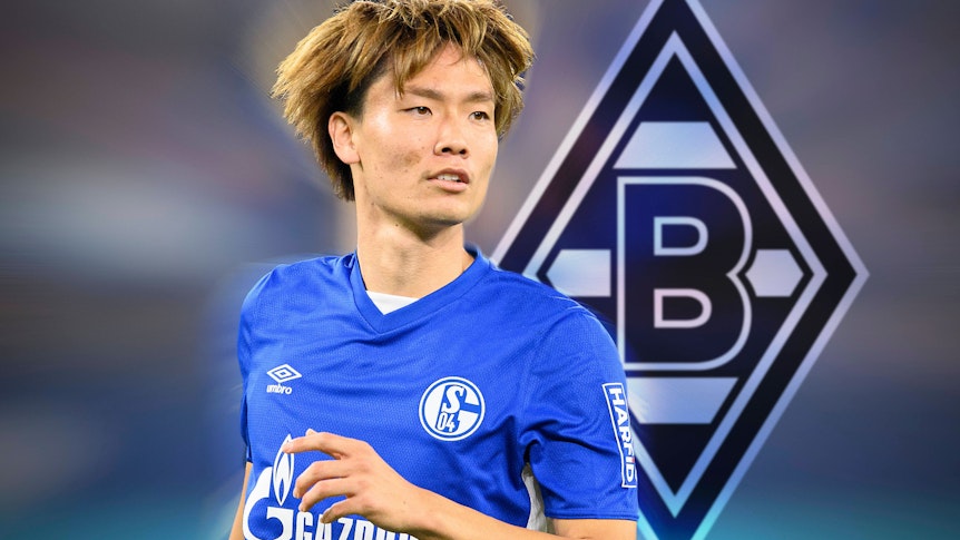 Ko Itakura, hier in einem Trikot des FC Schalke 04, wechselt zu Borussia Mönchengladbach. Das gab der Klub vom Niederrhein am Samstagabend (2. Juli 2022) bekannt. Bei dem Bild handelt es sich um eine Fotomontage.