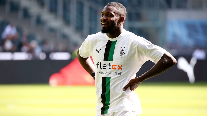 Marcus Thuram im Trikot von Borussia Mönchengladbach am 23. Juli 2022 beim Testspiel gegen Real Sociedad im Borussia-Park.