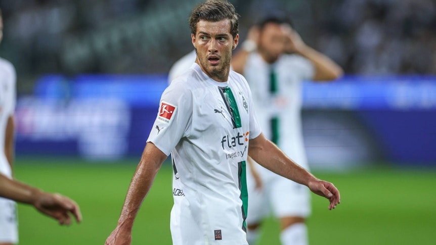 Joe Scally, Verteidiger von Borussia Mönchengladbach, beim Spiel gegen Hertha BSC am 19. August 2022.