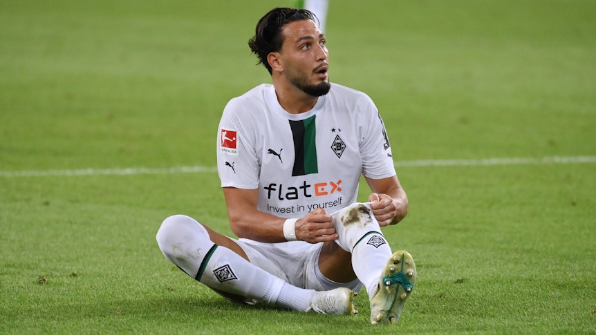 Ramy Bensebaini von Borussia Mönchengladbach, hier am 19. August beim Spiel gegen Hertha BSC im Borussia-Park, wird das Top-Spiel gegen Bayern München am Samstagabend (27. August 2022) wohl krankheitsbedingt verpassen.