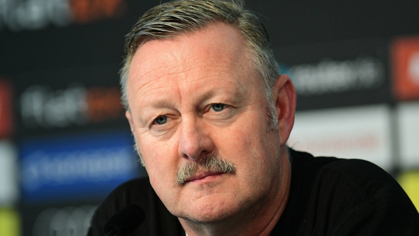 Roland Virkus, Manager von Borussia Mönchengladbach, hier bei der Pressekonferenz der Fohlen am 10. Februar 2023 im Presseraum des Borussia-Park.