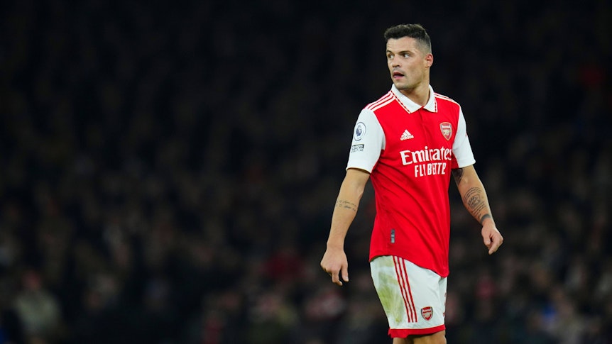 Granit Xhaka, Ex-Spieler von Borussia Mönchengladbach, hier am 15. Februar 2023 beim Spiel des FC Arsenal gegen Manchester City.