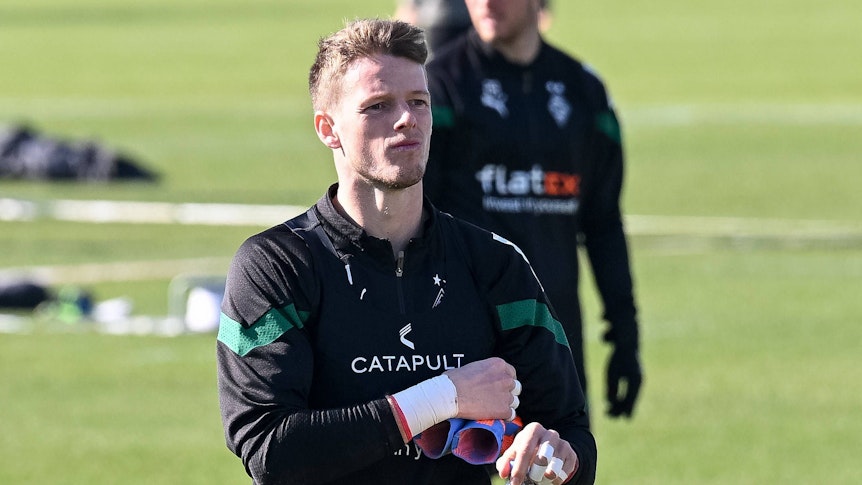 Jonas Omlin beim Training von Borussia Mönchengladbach.
