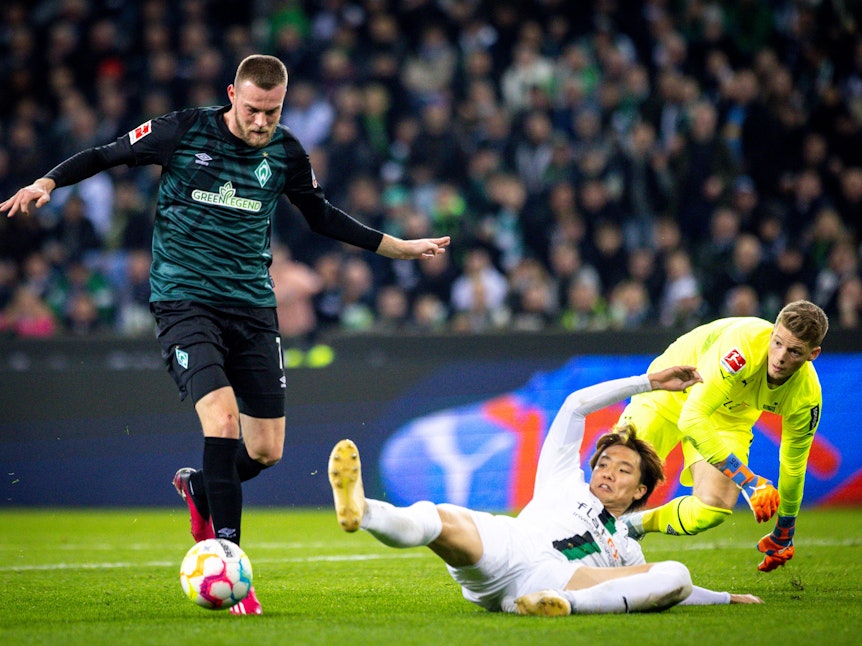 Marvin Ducksch trifft für Werder in Gladbach.