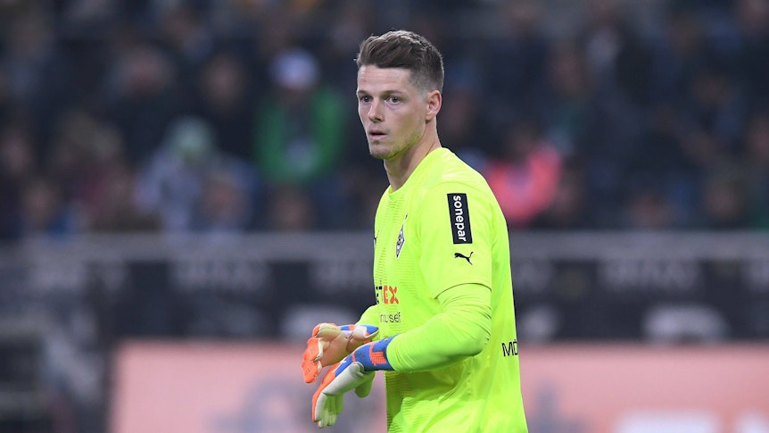 Torwart Jonas Omlin beim 2:2 von Borussia Mönchengladbach gegen Werder Bremen am 17. März 2023.