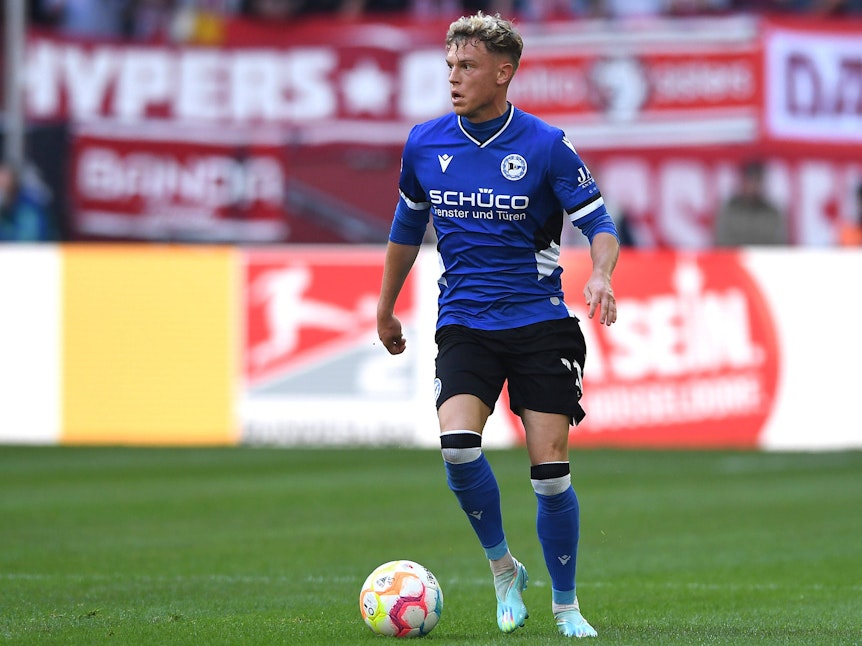 Robin Hack von Arminia Bielefeld im Zweitligaspiel bei Fortuna Düsseldorf am 1. Oktober 2022.