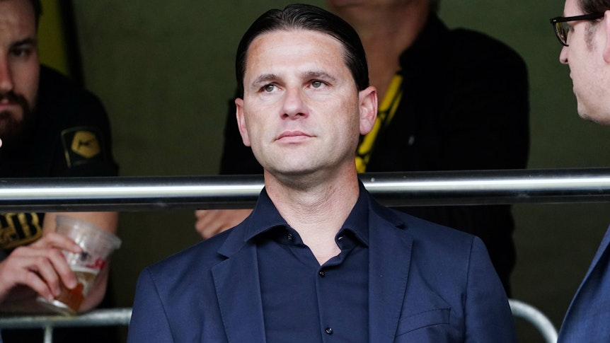 Gerardo Seoane, am 4. Juni 2023 beim Finale des Schweizer Cups zwischen den Young Boys Bern und dem FC Lugano auf der Tribüne.