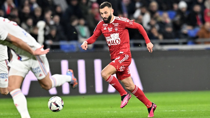 Franck Honorat, hier am 1. Februar 2023 bei einem Spiel für Stade Brest gegen Olympique Lyon, läuft künftig für Borussia Mönchengladbach auf.