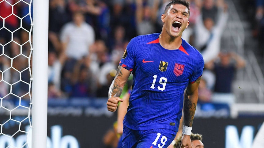 Brandon Vazquez, hier beim Spiel zwischen der US-amerikanischen Nationalmannschaft und Kanada im Viertelfinale des Gold-Cups am 10. Juli 2023.