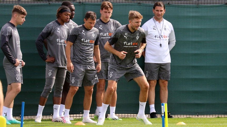 Das Team von Borussia Mönchengladbach, hier am 14. Juli 2023 bei einer Trainingseinheit im Borussia-Park.