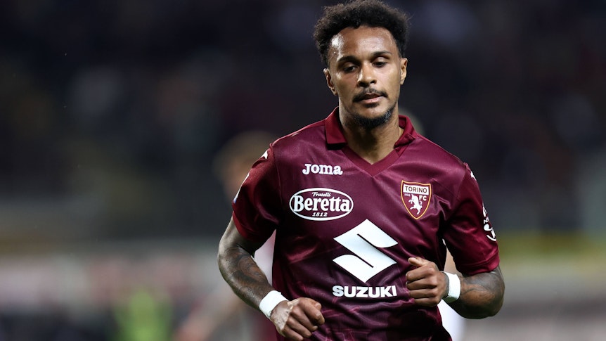 Torino Fc - Atalanta Bc Valentino Lazaro of Torino Fc looks on during the Serie A match beetween Torino Fc and Atalanta Bc at Stadio Olimpico on April 29, 2023 in Turin, Italy . Torino Stadio Olimpico Italy Copyright: xMarcoxCanonierox