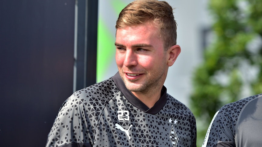 Christoph Kramer von Borussia Mönchengladbach, hier am 14. August 2023 beim Training auf dem Fohlenplatz im heimischen Borussia-Park.
