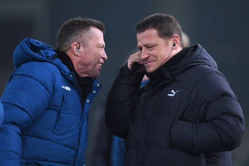 Max Eberl unterhält sich mit Lothar Matthäus.